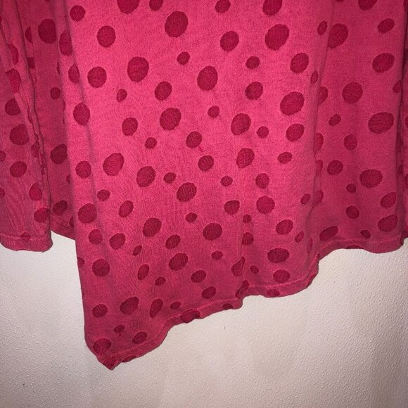 Cut Loose Womens Medium Pink Polka Dots Long Sleeve Asymmetrical Shirt Top Sz M - Picture 6 of 8